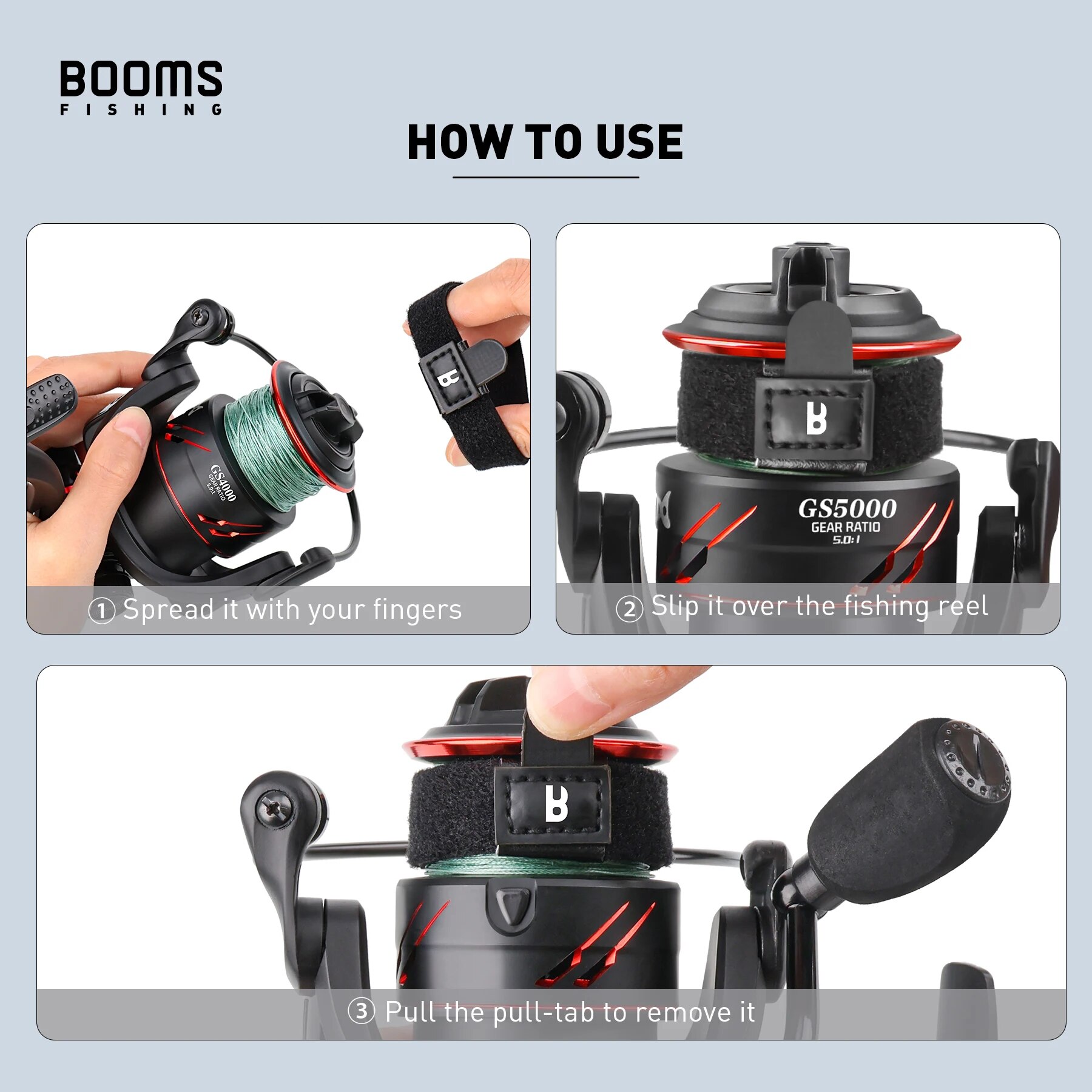 Kumparan pancing Booms 1 4 bua - Reel Cover ulasan dan harga